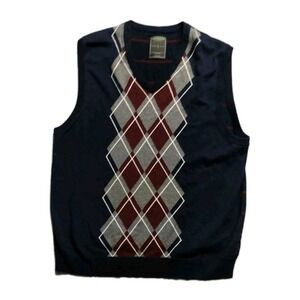 John Bartlett Argyle Sweater Vest Sleeveless Golf‎ Casual Layering Large
